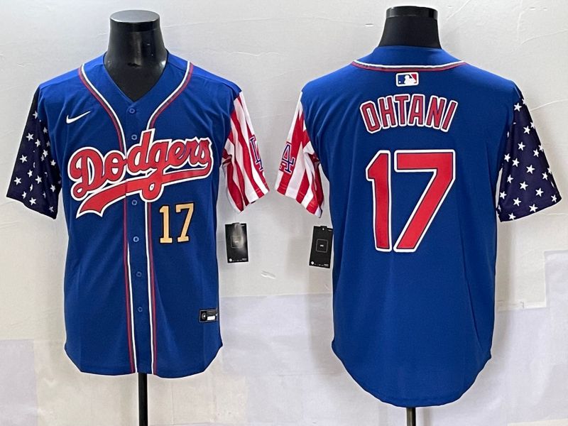 Men 2025 Los Angeles Dodgers #17 Ohtani Blue a generation of national flags Joint Name Nike MLB Jersey style 7->los angeles dodgers->MLB Jersey
